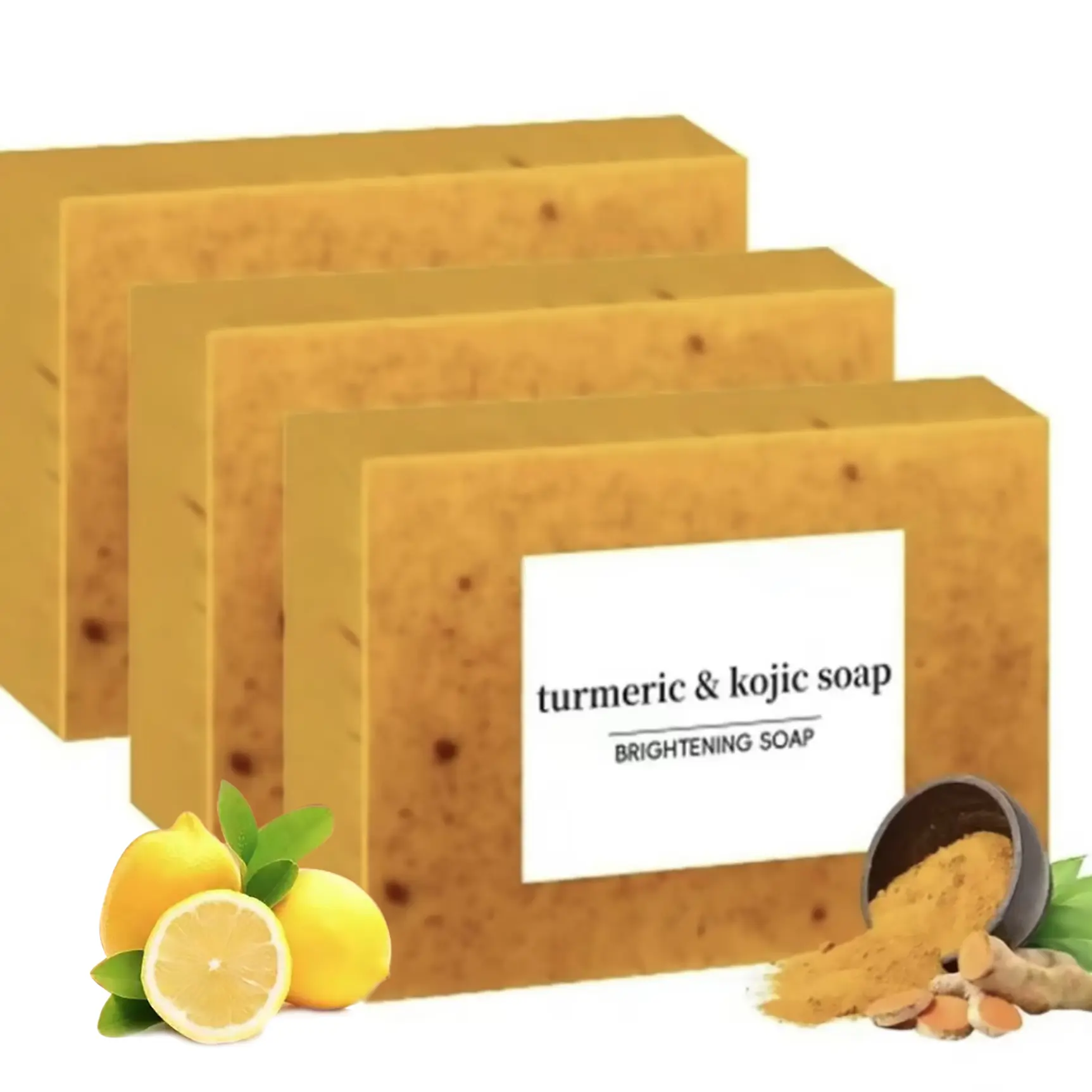 3PCS Lemon Turmeric KojicAcid SoapLemon Kojic Acid Soap BarTurmeric Soap BarKojic Acid SoapDark Spot Remover for Face Facial Skincare Radiant Comfort Cleansing Cleanser turmeric soap bar Body Wash