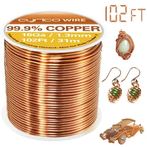Pure Copper Wire, 16 Gauge 102 Feet Solid Copper Wire for Jewelry Making Crafts, Electroculture Gardening Antenna, Cyrico Bendable Soft Wire for Plants