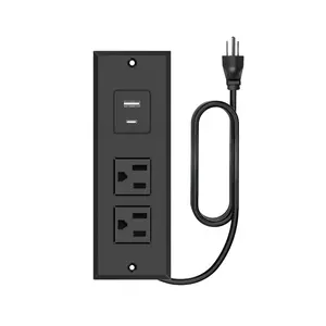 Furniture Built-in Power Socket with USB C Port 1 AC Sockets 1 USB Port 1.5M Power Cord for Office Desks Study Desks and Sofas Recessed Mount Power Strip 2 Outlets 1500W