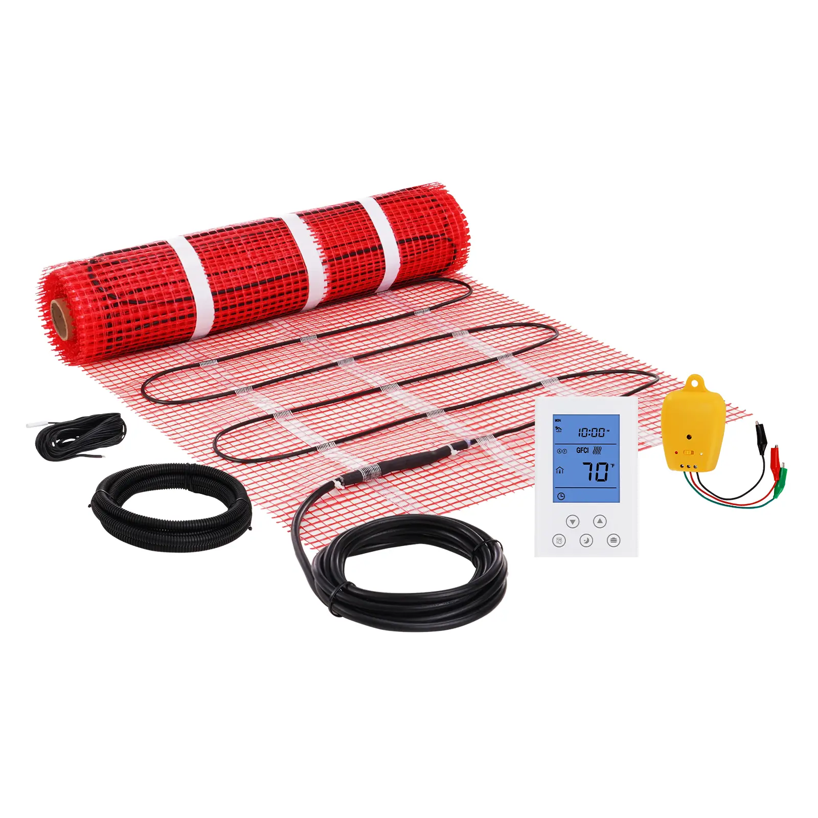 【Summerfinds】VEVOR Floor Heating Mat, 30 Sq.ft, Electric Radiant In-Floor Heated Warm System with Digital Floor Sensing Thermostat, Includes Installation Monitor, Adhesive Back for Easy Installation on The Floor