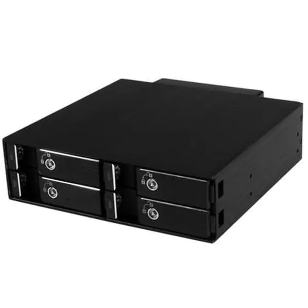 Startech ST-SATSASBP425 4-Bay SATA/SAS Hard Drive Backplane - Aluminum Mobile Rack with Lockable Trays, 40mm Fans for Enhanced Heat Dissipation, 2.5in Drive Docking Station, 50,000+ Insertion Rating (2.3 lbs), Hdds Ssds