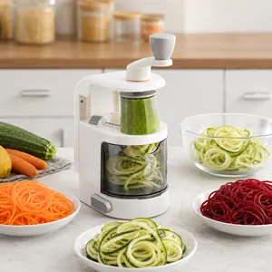 4-IN-1 Modern Plastic Vegetable Spiralizer – Kitchen Utensil with Rotating Blades, Strong Suction Cup, Zucchini Noodle Maker, Veggie Slicer for Cooking Cutting summerwins,summerwins