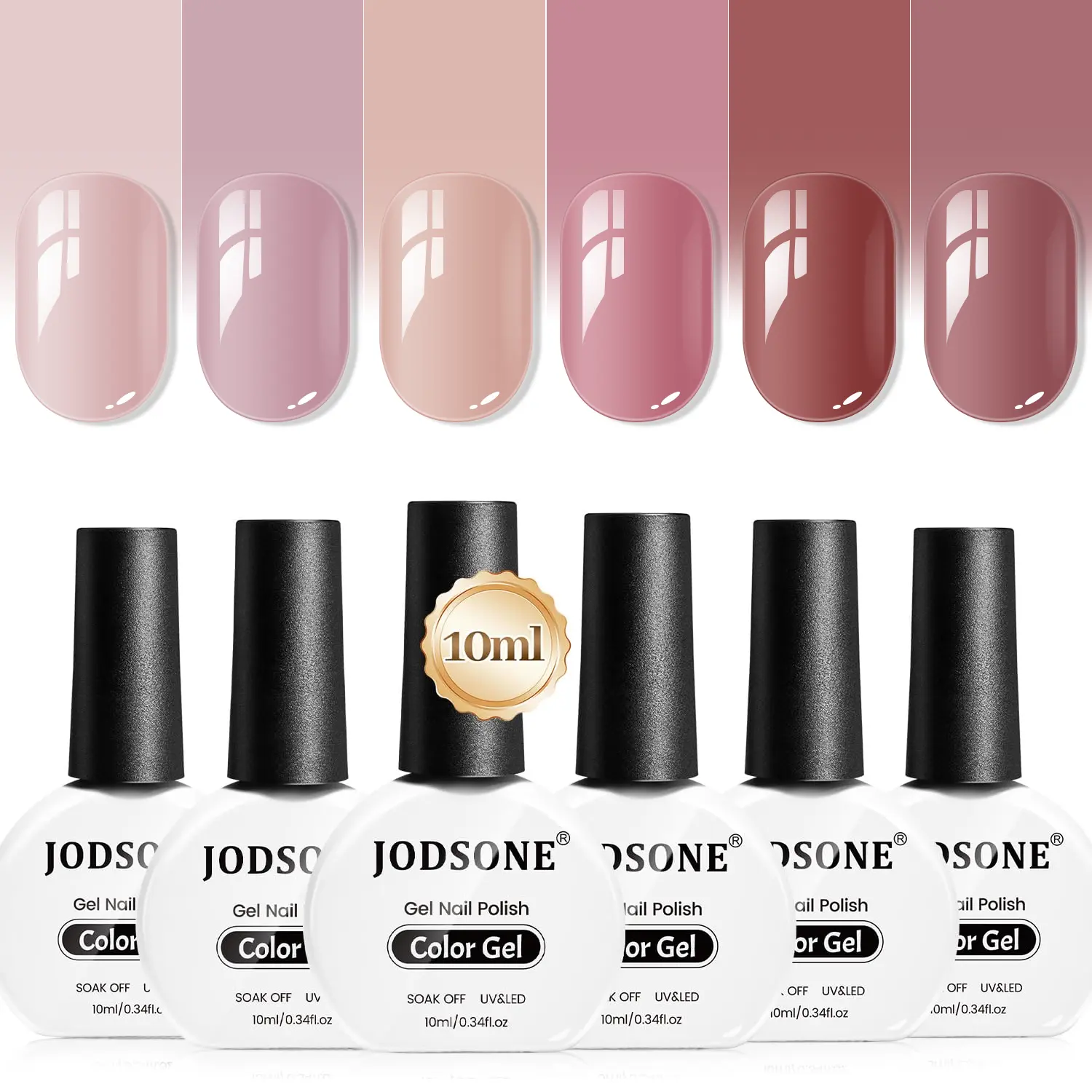 JODSONE 6PCS Jelly Gel Nail Polish Set 6Colors 10ml Fast Drying & Long Lasting Need UV Lamp Neutral Nude Pink Pale Purple Jelly Gel Polish Art for Nail and Salon Need U V Lamp, Nail Inspo, Shiny Buff Nails