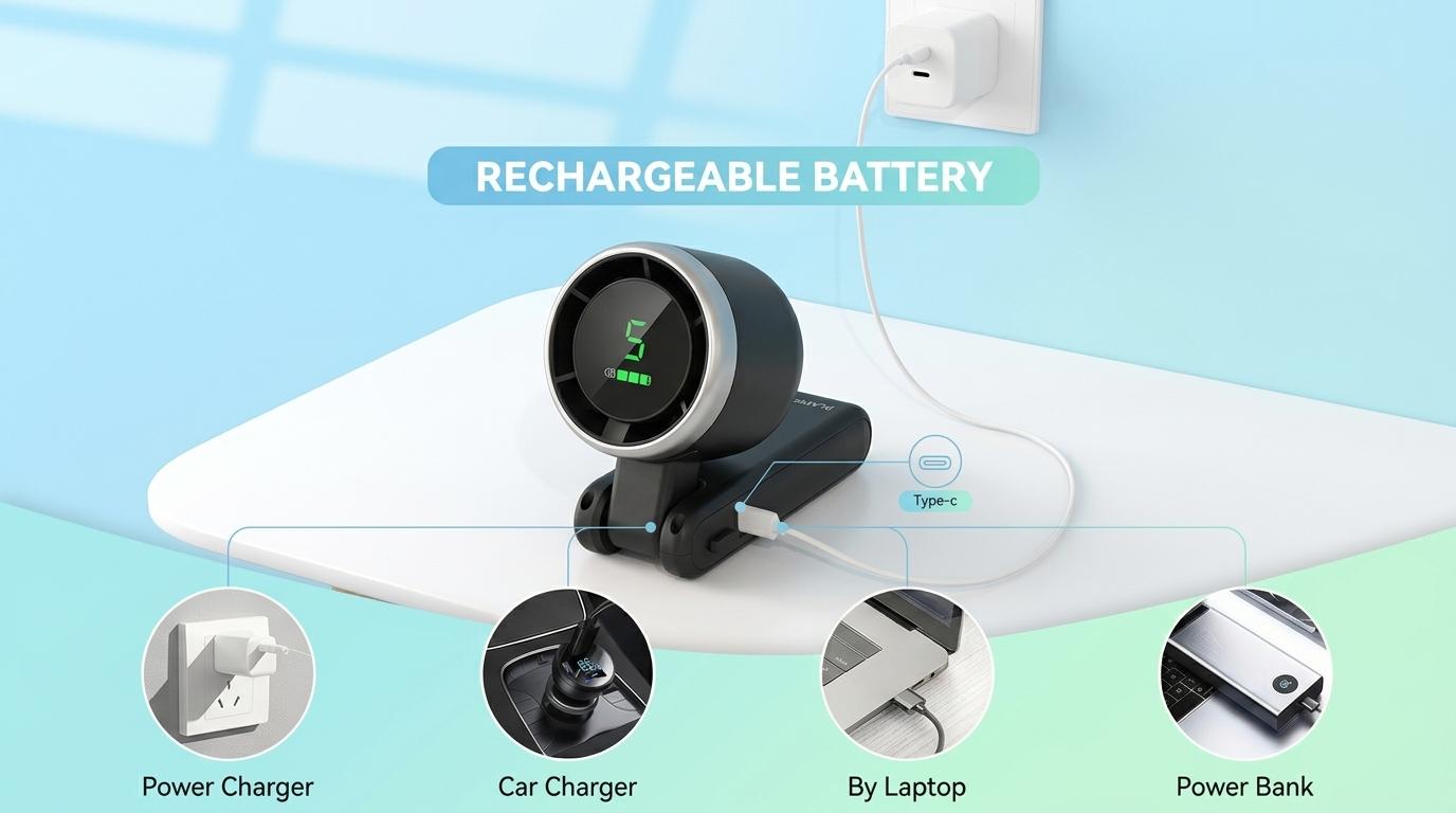 Portable Handheld Turbine Fan,3-in-1 rechargeable handheld fan,  5-speed settings, powered by a 4000mAh battery with up to 10 hours of runtime, featuring air turbine technology perfect for outdoor activities, travel, work, and a summer essential