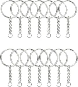 100 count Split Key Ring Kit with Chains & Jump Rings - 1 Inch  Nickel Bulk  Making Supplies for DIY Keychains, Charms, Crafts
