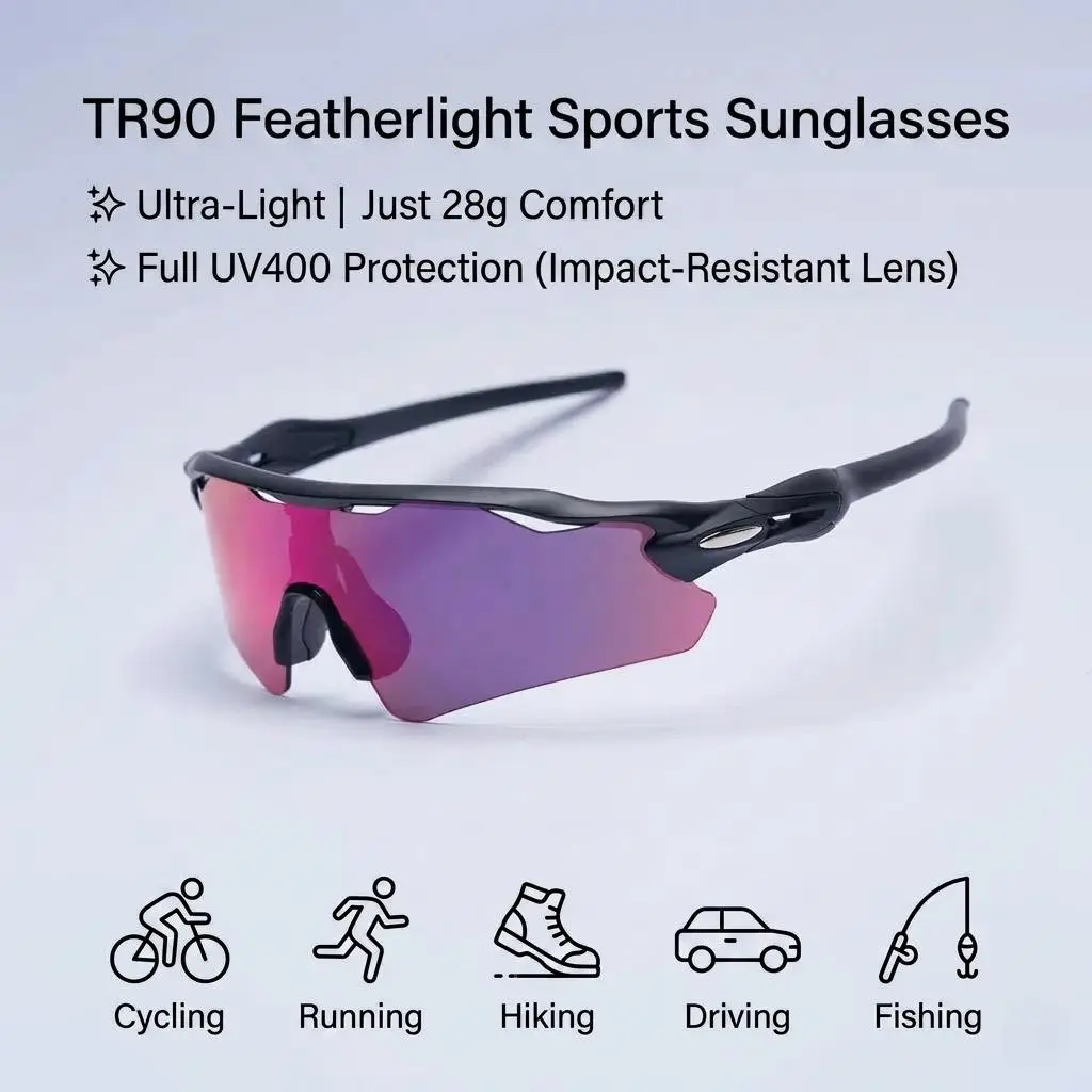 Retro Square UV400 Sports Sunglasses for Men, Lightweight Unbreakable TR90-Nylon Frame, Anti-Dust Compact Carry Shades for Cycling, Driving, Lightweight Sports Shades, Outdoor Sport