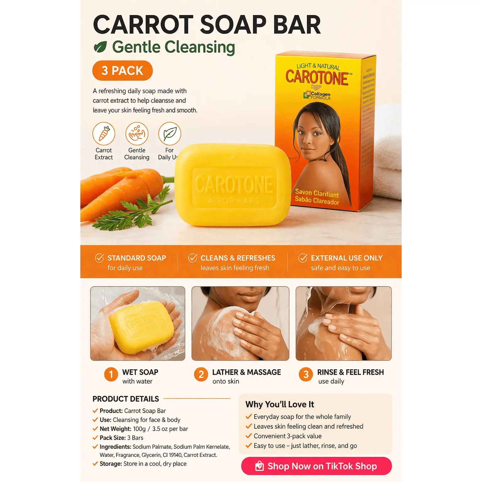 “Carrot Soap Bar – Gentle Cleansing