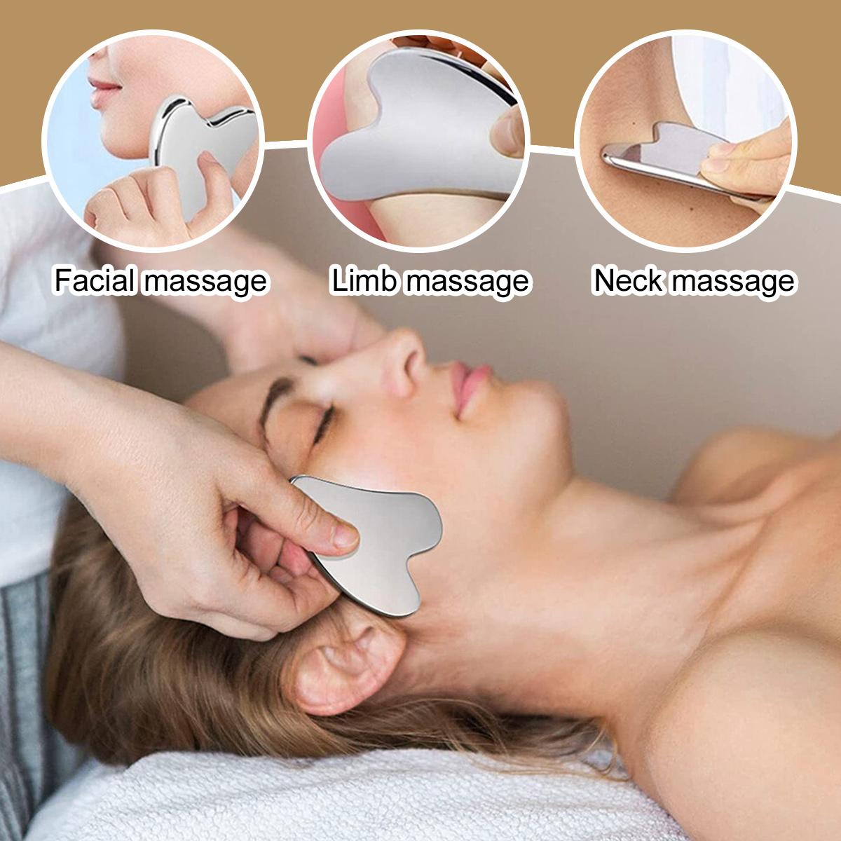 Premium Stainless Steel GuaSha Facial Tools Heart Shape Massage Tool Premium Stainless Steel Gua Sha Facial Care Tool - Durable Metal Massage Metal Beauty Essentials