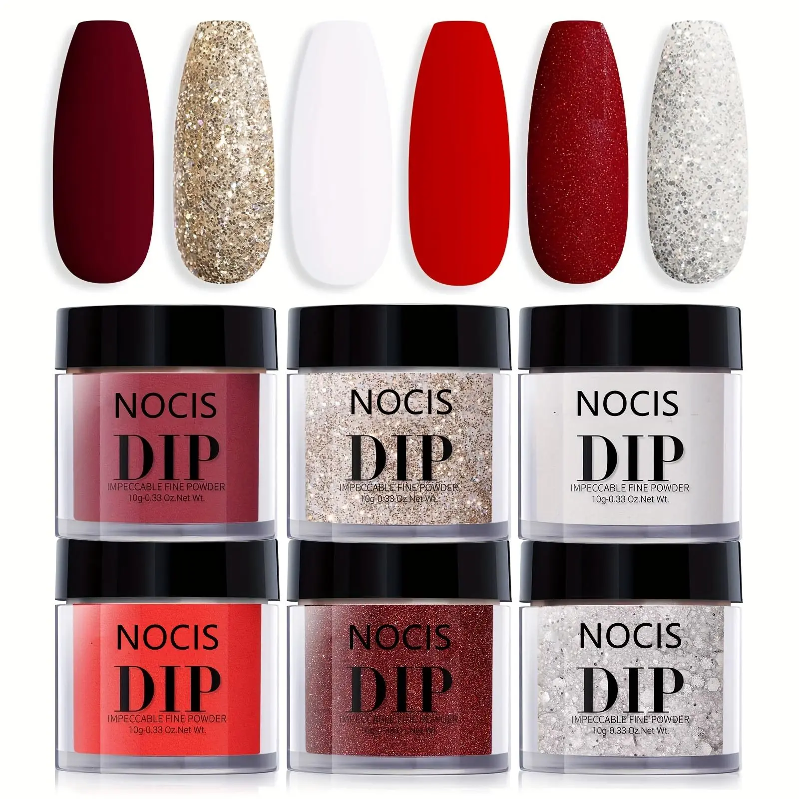 Glitter Nail Dip Powder Set, 6 Counts Sparkling White Silver Glitter Nail Art Powder, No UV Lamp Needed, Uv Lamp Free for Salon-quality Manicures, Dip Powder Kit, Glitter Acrylic Powder, Nail Art Products