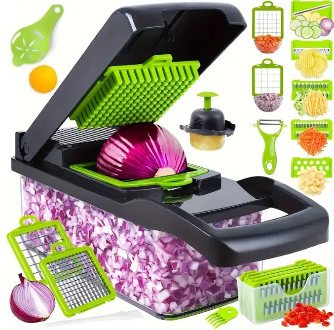16-in-1 Multifunctional Vegetable Chopper Garlic & Onion Grater Kitchen Slicer with Auto Off Feature for Efficient Cooking, Veggie Chopper Slicer