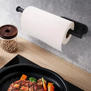 Stainless Steel Paper Towel Holder, No-Nail Self-Adhesive Wall Mount, Metal Roll Paper Dispenser for Kitchen & Bathroom