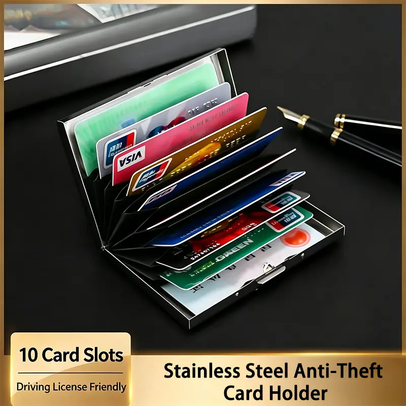 Credit Card Holder Stainless Steel Credit Card Case Metal ID Card Holder RFID Wallets Business Card Holder for Women or Men