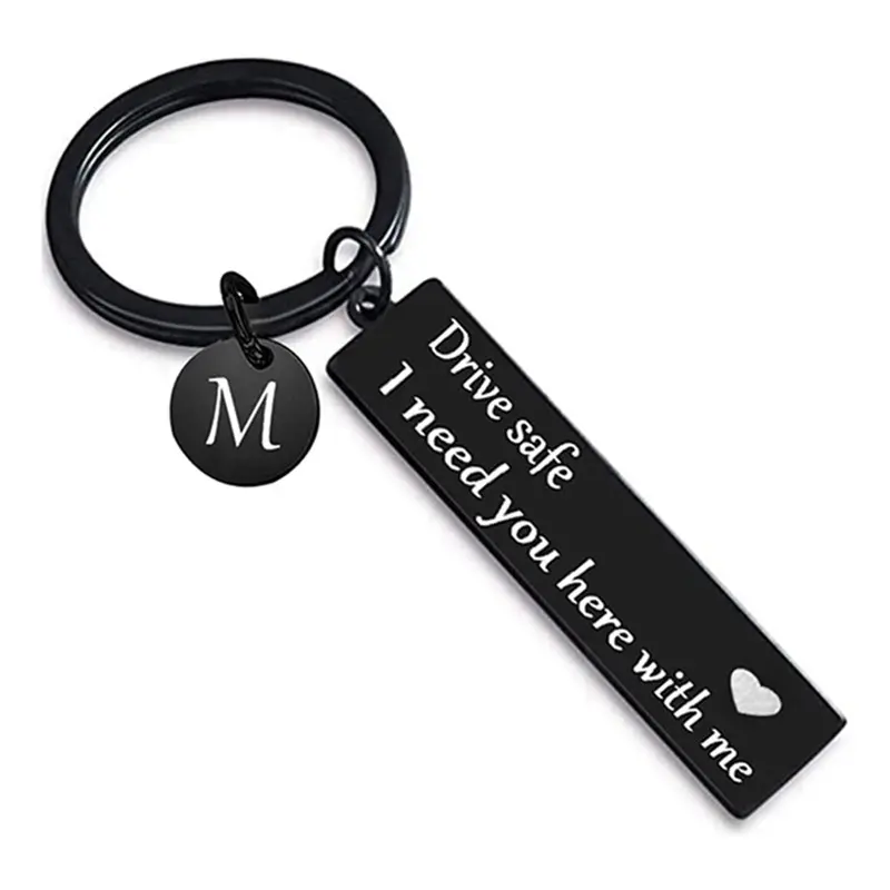 Personalized Drive Safe Keychain with Initial, Romantic Steel Alloy Key Tag for Men - Boyfriend Birthday Gifts, Father's Day or Anniversary Gifts for Boyfriends, Husband, Birthday Gifts For Bf, 1 Year Anniversary