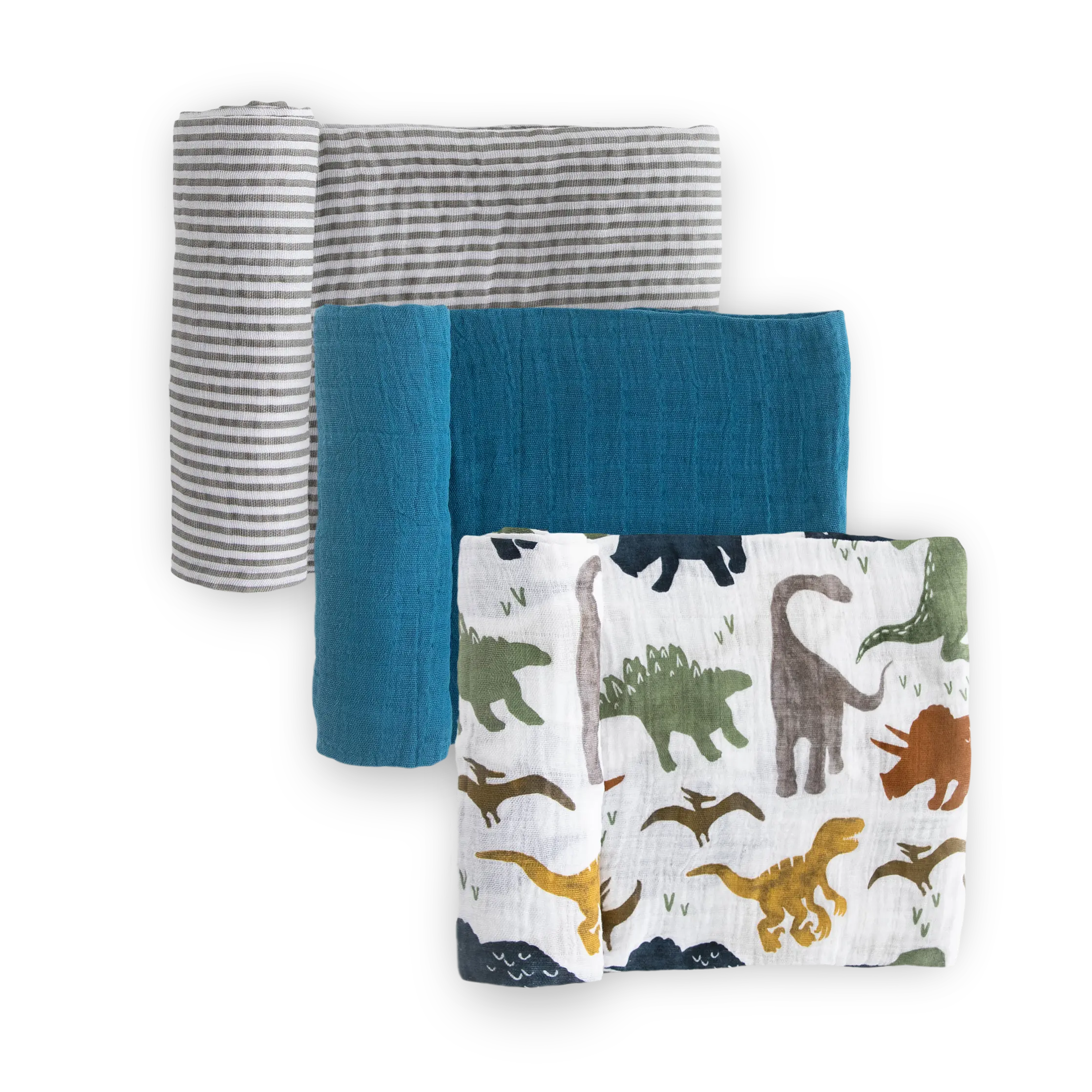 Cotton Muslin Swaddle Blanket 3 Pack - Dino Friends 2