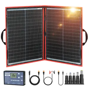DOKIO 95w 18v Portable Foldable Solar Panel Kit (21x28inch, 5.9lb),Solar Controller 2 USB Output to Charge 12v Batteries/Power Station (AGM, Lifepo4,Jackery) Rv Camping Trailer Emergency Power