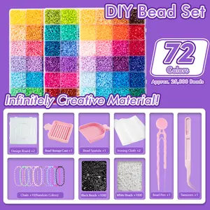 27200pcs Fuse Beads Kit with 72Colors - Professional 3D Perler Beads Set with Ironing Tool & Crystal Tassel Charms - Ultimate DIY Crafts Gift for Kids Birthday & Christmas