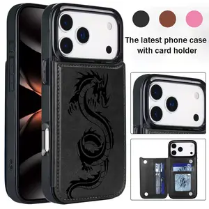 High-Quality Fashion Wallet Case with Card Holder For Iphone 17 Case Featuring a PU Wallet with a Dragon Design for Iphone 17/17 Pro/17 Pro Max/17 Air,16 15 14 13 12 PRO MAX PLUS,AIR