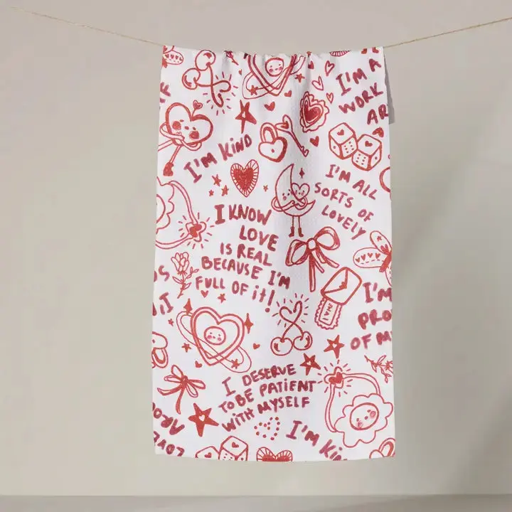 Geometry Valentines Affirmations Bar Towel