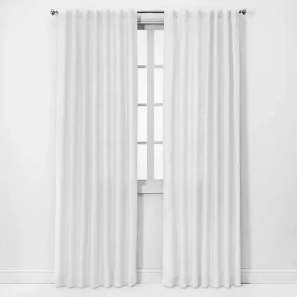 Threshold Light Filtering Linen Window Curtain Panel Traditional Beige