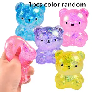 Fidget Bear Toy Squishys Glitter Gummy Bear Small Cute Animal anti Stress Fidget Splat Decompressions Vent Squeeze Toy