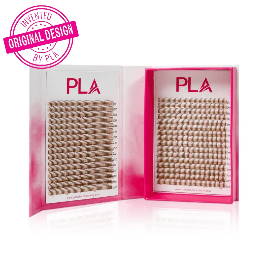 PLA ProMade Wet Set - Brown Eyelash Extensions | 8-15mm | C & CC Curls | 0.07 Diameter