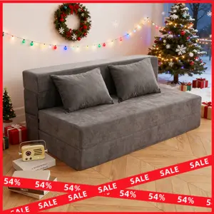 ORHOPUI Convertible Folding Sofa Bed - Gray, Ergonomic Design with Memory Foam Mattress & Pillow, Compact & Machine Washable Cover, Ideal for Living Room/Dorm/Guest/Home Office/Apartment, Multi-Functional Converter Fabric outdoorfun