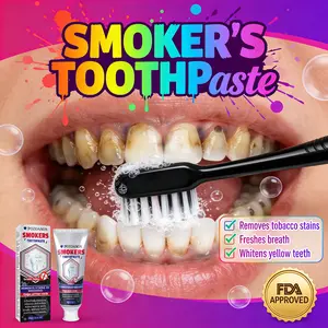 This teeth whitening toothpaste for smokers effectively removes black spots and plaque, professionally protects tooth enamel, and has a long-lasting, fresh mint flavor. It's an essential part of daily oral care. Antibacterial Brush Coconut Foam Repair