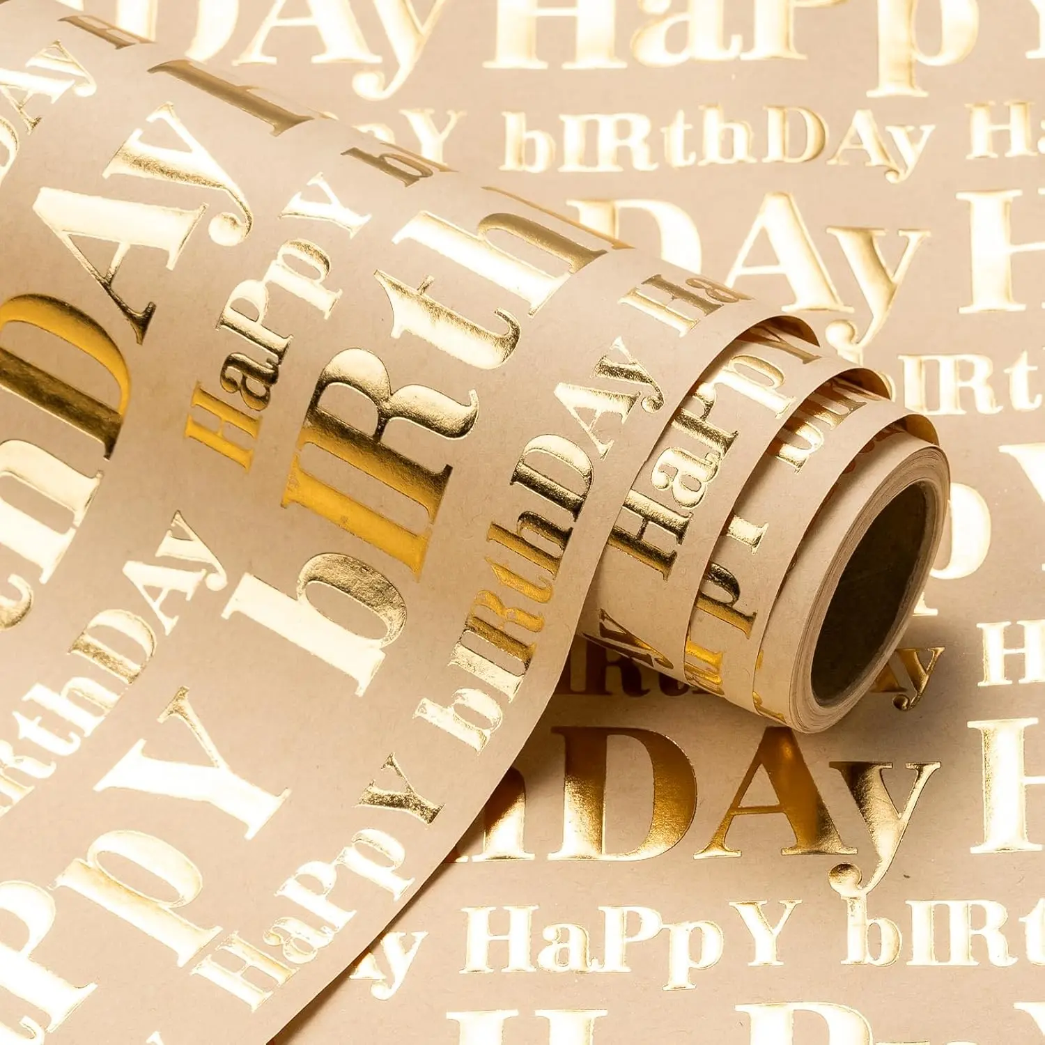 WRAPAHOLIC Birthday Wrapping Paper Collection, Funny Animal, Blue Gold Foil, Money Design & 3D Embossed Happy Birthday Gift Wrap for Kids, Men, Women, Adults, Party Celebration, Available in 9.8 ft or 16.5 ft