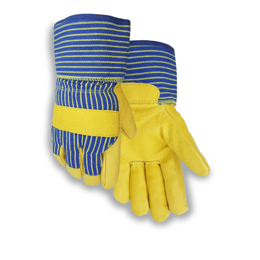Pigskin Leather Golden Regular Fit Safety Gloves, 27-Size, Heavy Duty, Open Cuff, Knuckle Strap, Superior Insulation, Exceptional Toughness, Wrist Support, Extra Protection for Home Improvement Heavy Duty Tasks