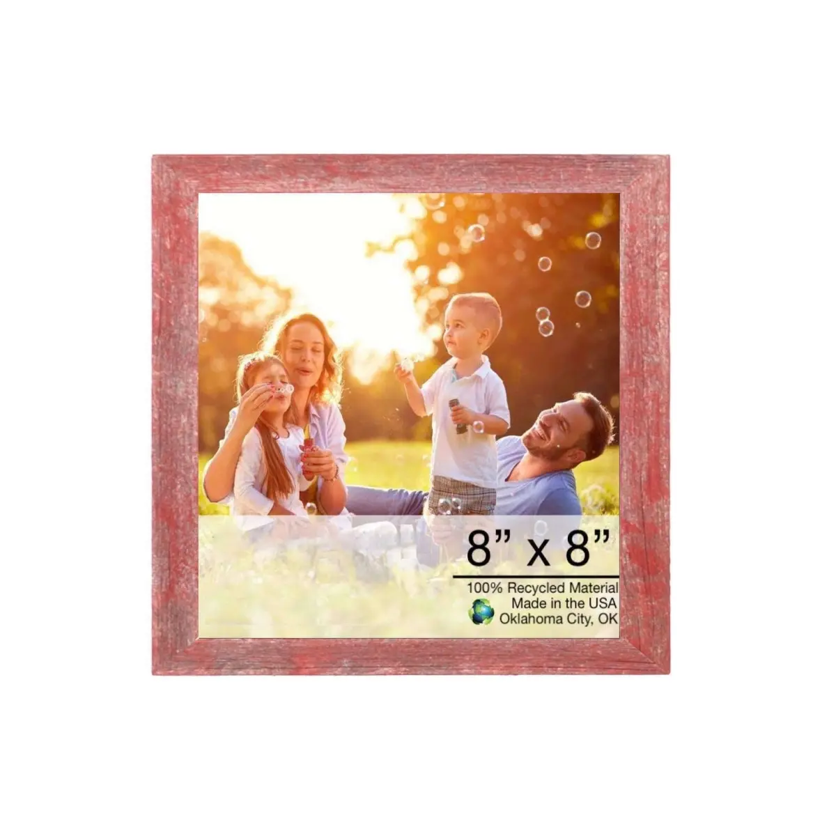 360 Stand 8x8 in Square Espresso Brown Rustic Farmhouse Wood Picture Frame, Handmade Look Home Decor Accessory for Room, Home Office Use, Home Office Frame