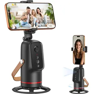 Auto Face Tracking Cellphone Tripod - 360° Rotating Mobile/Smartphone Camera Stand with Gesture & Remote Control, No-App Selfie Accessories for Hands-Free Vlogging, Live Streaming