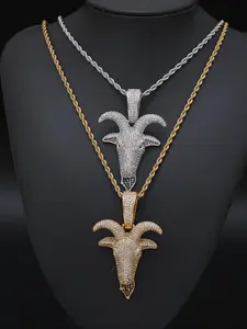 1 piece of vintage demon goat head pendant necklace, sparkling diamonds, frozen Miami Cuban chain, unisex punk party holiday jewelry gift suitable for couples, parties, and gifts - a multifunctional accessory for casual decoration, Iced Out Jewelry