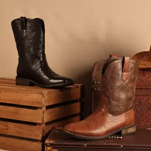 Eleet Cowboy Boots For Men - Cowboy Boots With Square Toe Cowboy Western Boot Pull-on Boots Old West Style Embroidered Walking Shoes