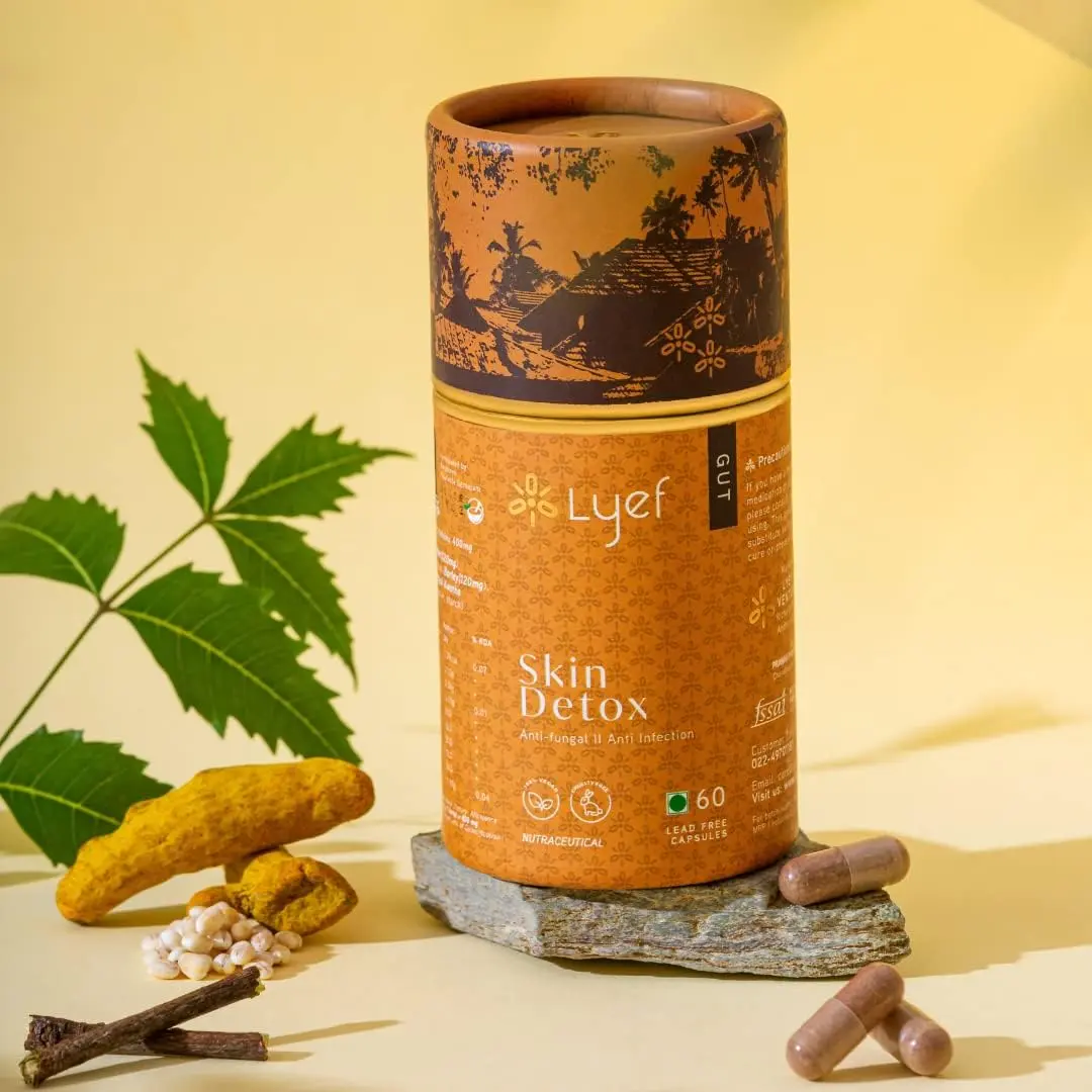 LYEF Ayurvedic Herbal Supplement with Manjistha & Turmeric - Blood Cleansing Herbs for Detox - Promotes Smooth & Radiant Looking Skin - 100% Vegan - 60 Capsules detox herbal