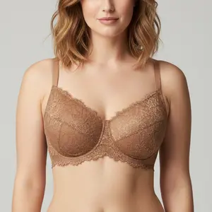 HSIA Sunflower Floral Lace Underwire Plus Size Unlined Full Coverage Bra with Adjustable Straps & Supportive Minimizer Design for Large Breasts SpringStatements