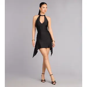 Serving Drama Halter Cutout A-Line Dress