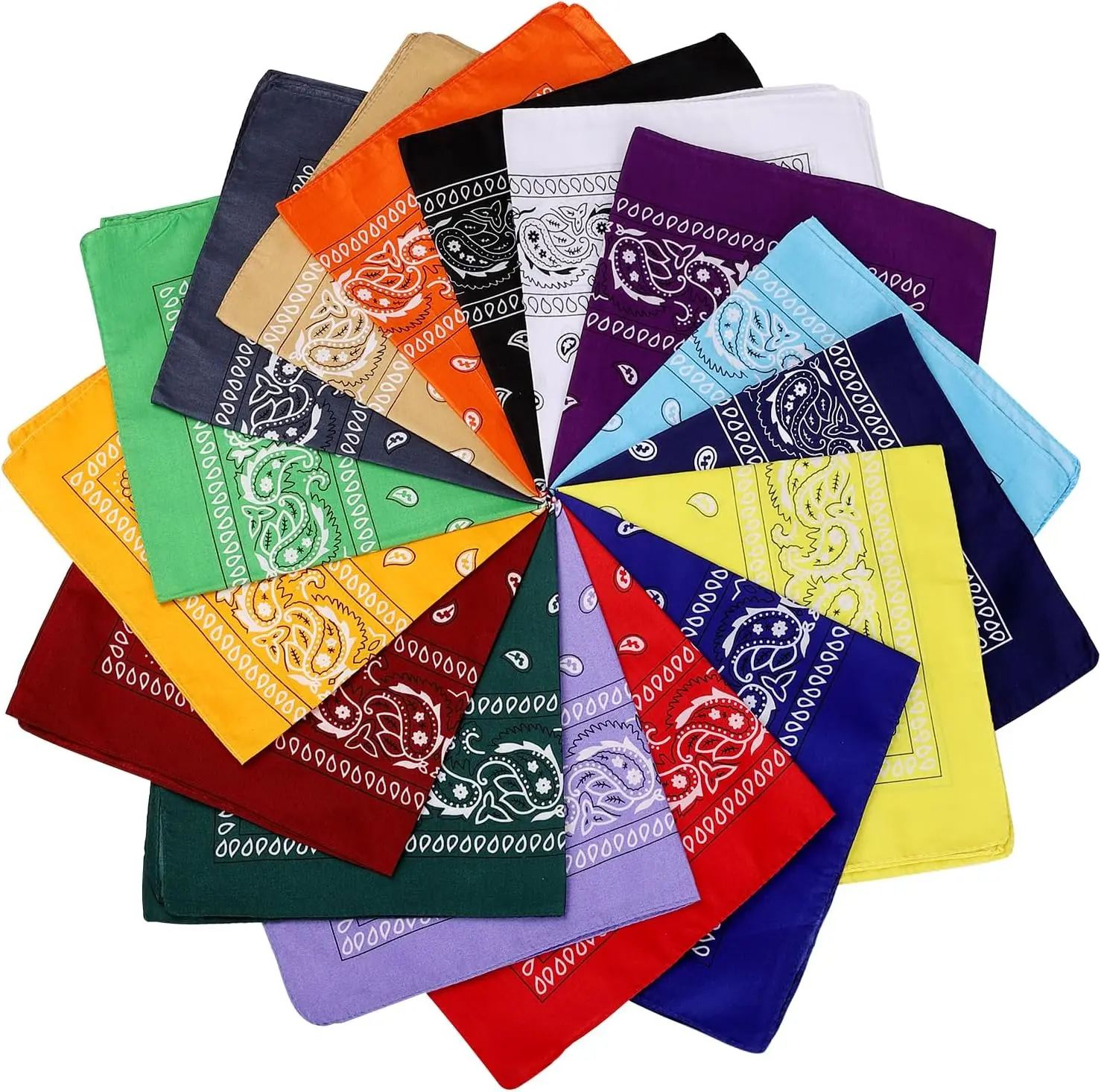 16 Pcs Bandanas Multi-Purpose Bandana Headbands Party Outdoor Head Scarf 22x22 inch Handkerchiefs for Women Men