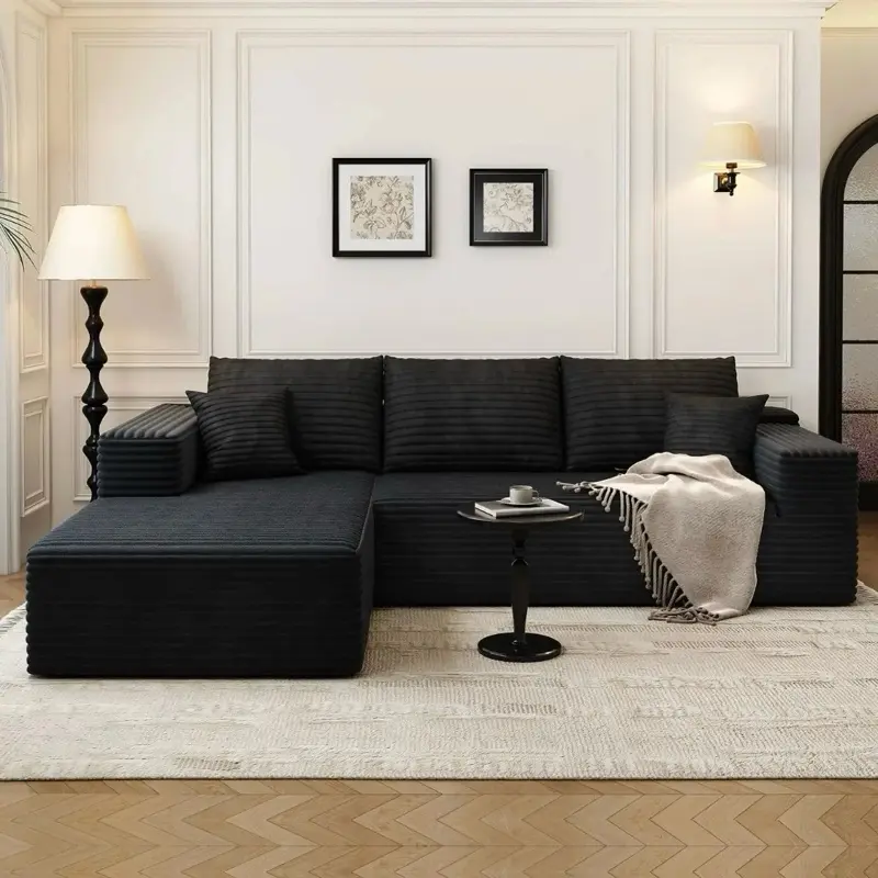 Uimoso Modular Sectional Sofa L Shaped Cloud Couch with Chaise Dark Grey