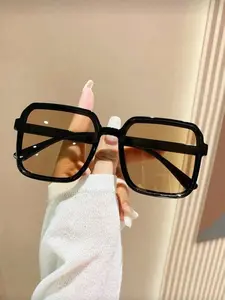 Square Large Frame Simple Fashion Casual Sunglasses, Perfect for Street Photography, Beach Travel, Vacation, Party, Versatile Style