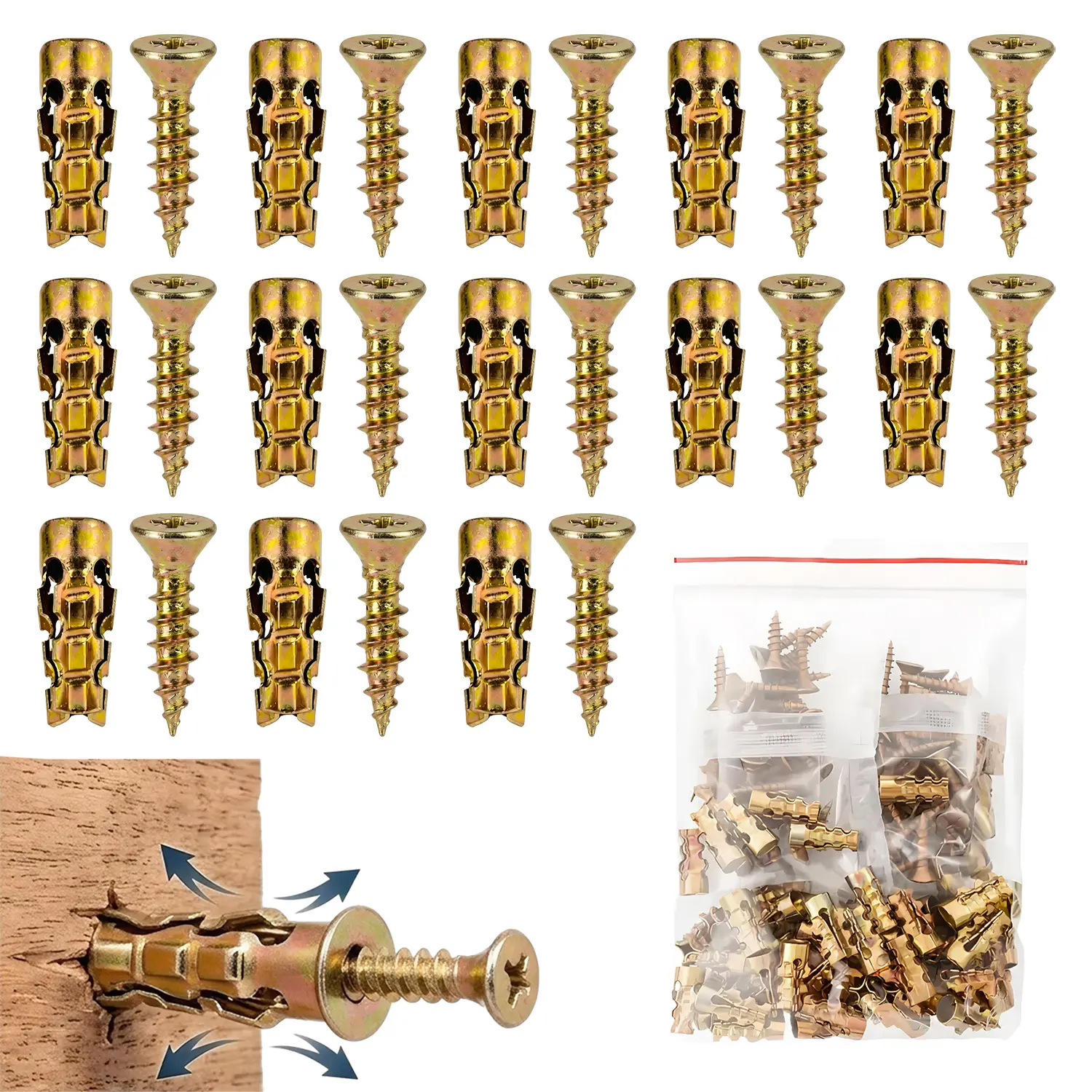 Door Hinge Repair Screws 6×14mm – 30/60 Pack Thread Repair Screws, Wall Anchors for Cabinet, Tile, Stone, Partition – Stripped Screw Fixer