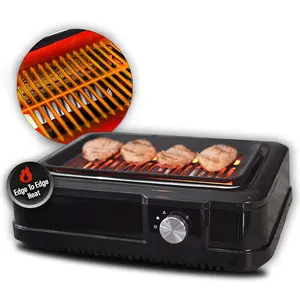 Portable Smokeless Grill Griddle-1660W Electric Barbecue Grill With Detachable Baking Tray-For Indoor Outdoor BBQ&Cooking
