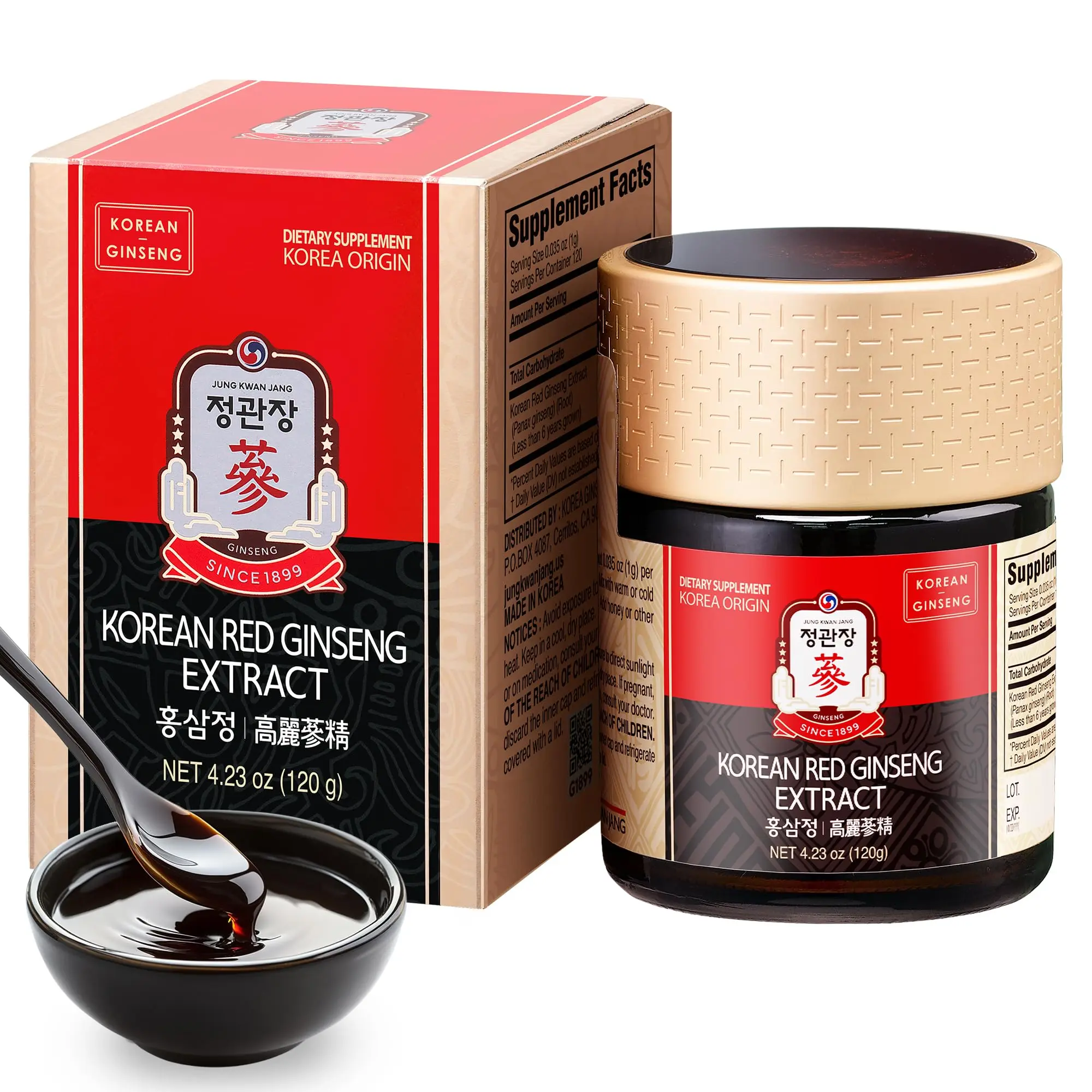 JUNG KWAN JANG Korean Red Panax Ginseng Concentrated Extract 50g/120g/240g - Korean Ginseng Roots, Boosts Immune System, Energy, Stamina, Healing/Recovery, Focus/Fatigue