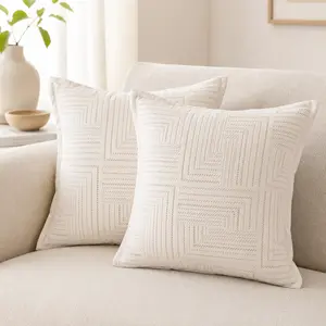 2-Pack Chenille Square Pillow Covers, Nordic Minimalist Design Cushion Covers for Sofa, Office Use