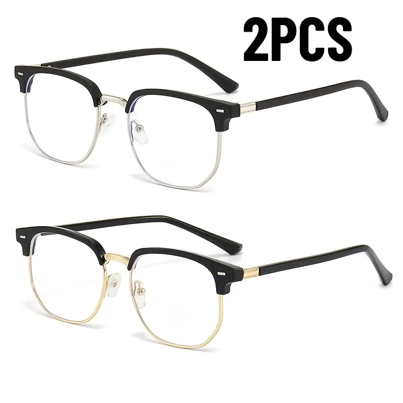 2 Pairs Ultra-Light Semi-Rimmed Photochromic Business Blue Light Blocking Glasses - Men's Daily Commuting Accessories, Exquisite Women's Eyewear, Christmas Gifts, Blue Lights Glasses,summerwins,father'sdaygifts,campingessentials,campinggear