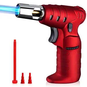 Yaesina up-to-6-inch Flame Kitchen Refillable Butane Torch lighter with Safety & Switch Lock, Windproof Butane Lighter with Adjustable Flame Fit Different Butane Tanks, Blow Torch Jet Lighter with Upgraded Butane Tank Adapters ( Butane Not Included )