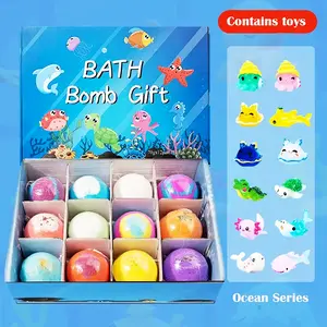 12 Pcs Bath Bombs Gift Box Set with Educational Fun Toys Animal Surprises Safe Skincare Perfect Learning Toy Ideal Birthday Present for Kids