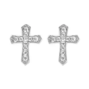 Rhinestones Cross-Earrings for Men Personality Hip-Hop Stud Earring Male