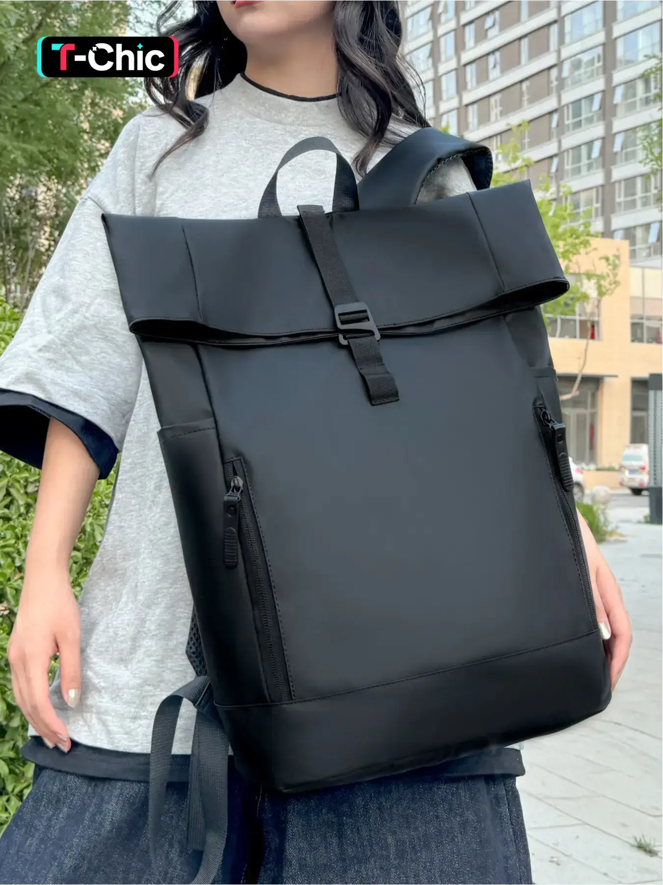 Solid Color Large Capacity Backpack, Fashionable Waterproof Backpack for Women & Men, Backpack for Work, Casual Trendy Versatile High-quality Daily Commuting Everyday Backpack, Commuter Backpack