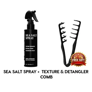 Pacinos Signature Line Sea Salt Spray with  Texture Comb - Natural Matte Finish, Enhances Volume, Controls Frizz, Non-Greasy, Paraben-Free, Ideal for All Hair Types
