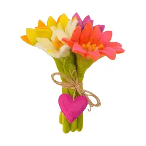 Global Crafts Handmade Spring Felt Flower Bouquet w/ Charm
